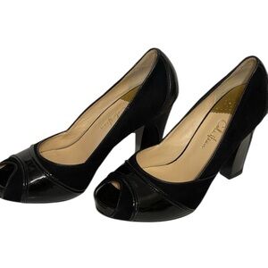 Cole Haan Black Patent Peep Toe Heels